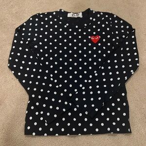 Comme Des Garcon CDG PLAY long sleeve polda dot short - sz small